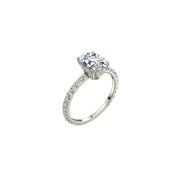Solitaire Sofia bague diamant naturel ovale et diamants naturels ronds 1.00 carat or blanc